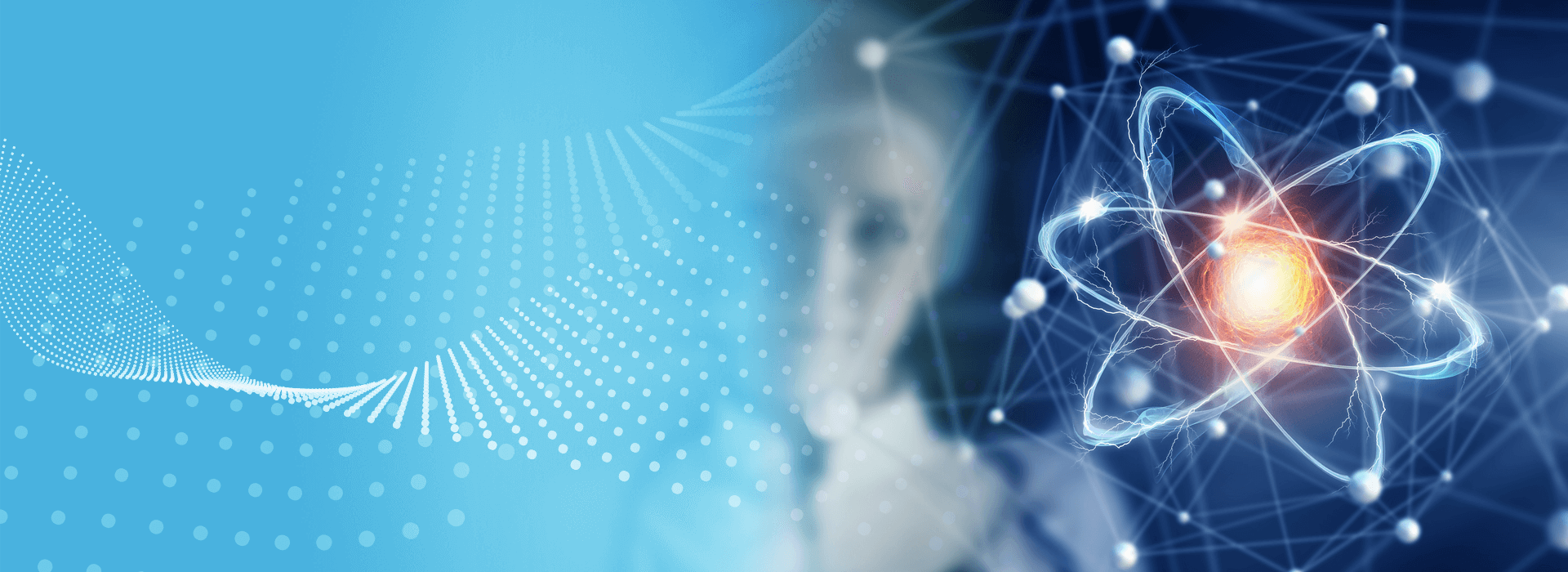 Welcome to the RLT Hub. Image of a scientist looking at a 3d model of peptide receptor radionuclide therapy.